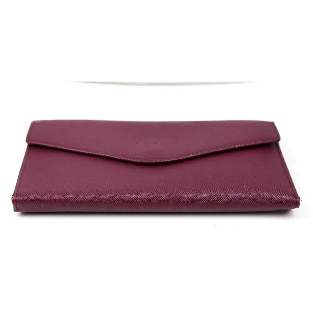TRAVELAMBO BURGUNDY GENUINE LEATHER ID COIN BILL HOLDER WALLET TRIFOLD CLUTCH